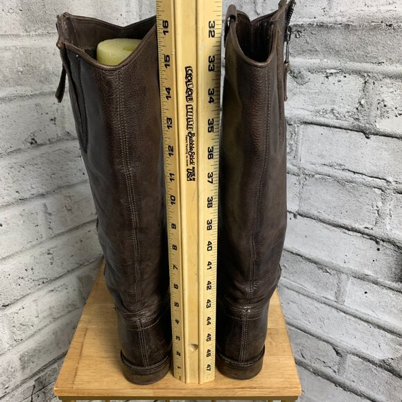 Mjus Riding Boots EU 37 US 6.5 Brown Leather Tall Knee High Low Block Heel Boho - Picture 13 of 16